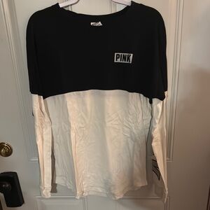 PINK Victoria's Secret Black and White Long Sleeve Tee